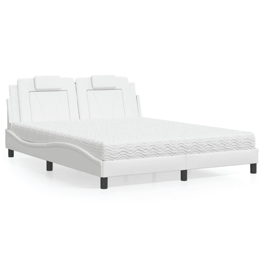 Letto Viana con Materasso Bianco 160x200 cm in Similpelle - homemem39
