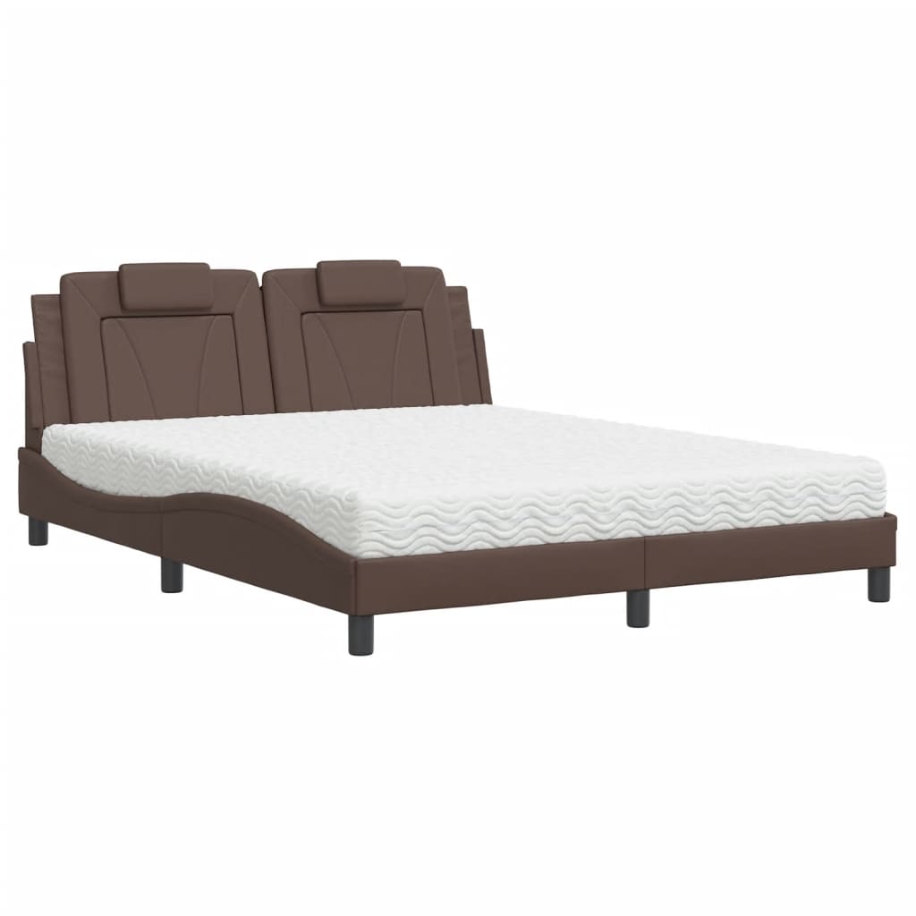 Letto Viana con Materasso Marrone 160x200cm in Similpelle - homemem39