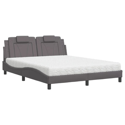 Letto Viana con Materasso Grigio 160x200 cm in Similpelle | homemem39