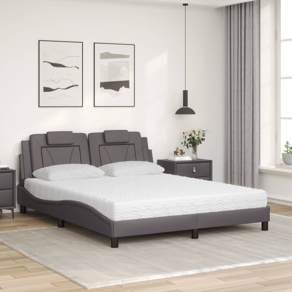 Letto Viana con Materasso Grigio 160x200 cm in Similpelle | homemem39