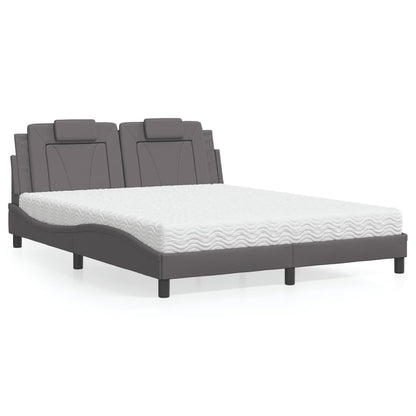 Letto Viana con Materasso Grigio 160x200 cm in Similpelle | homemem39