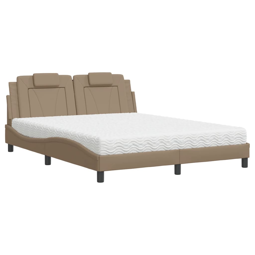 Letto Viana con Materasso Cappuccino 160x200cm Similpelle - homemem39