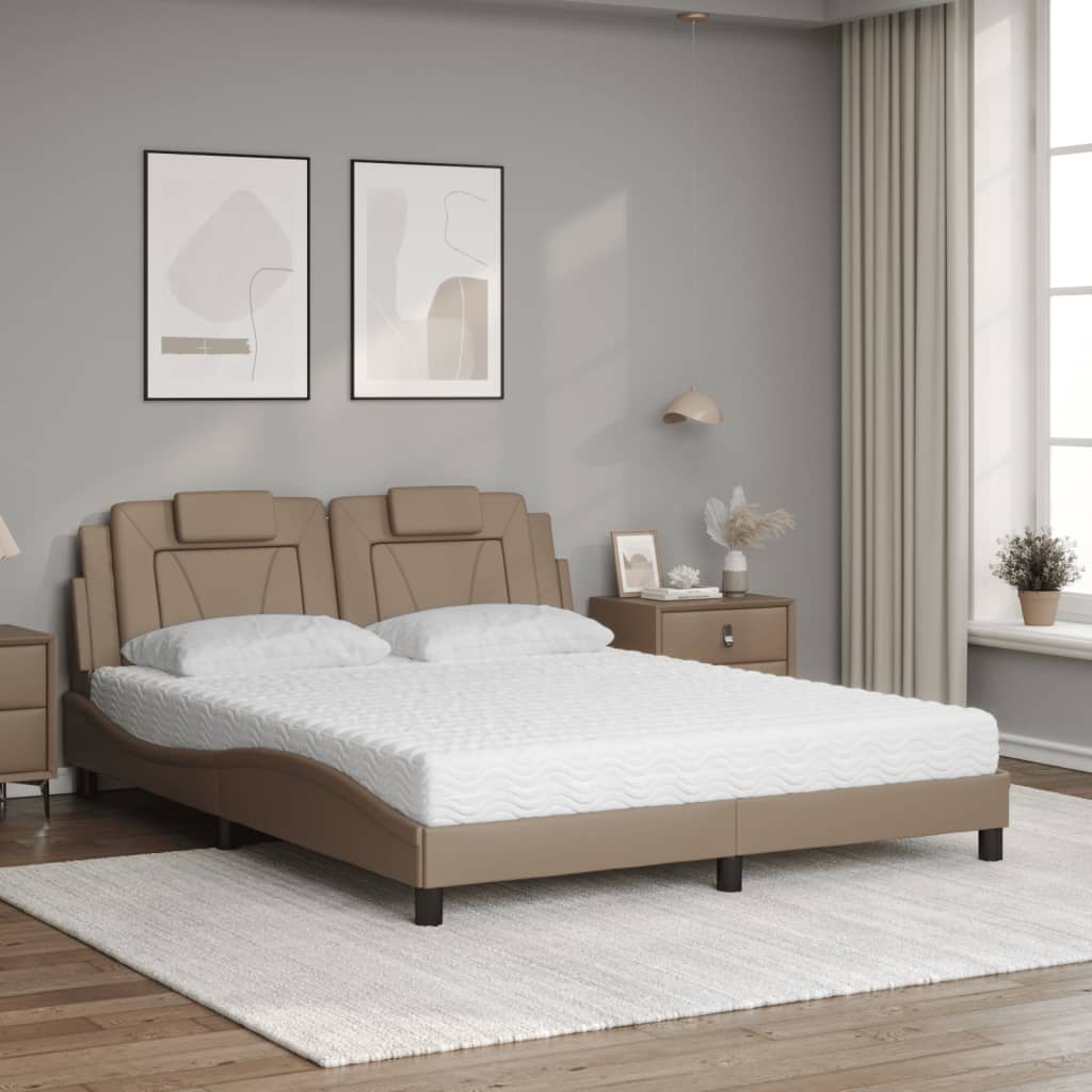 Letto Viana con Materasso Cappuccino 160x200cm Similpelle - homemem39