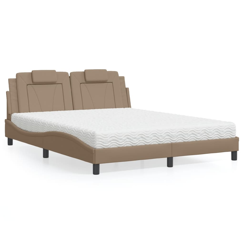 Letto Viana con Materasso Cappuccino 160x200cm Similpelle - homemem39
