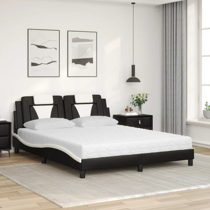 Letto Viana con Materasso Nero e Bianco 160x200cm Similpelle - homemem39