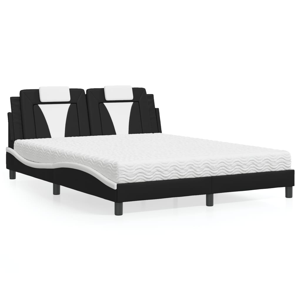 Letto Viana con Materasso Nero e Bianco 160x200cm Similpelle - homemem39