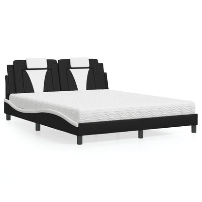 Letto Viana con Materasso Nero e Bianco 160x200cm Similpelle - homemem39