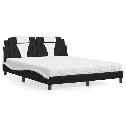 Letto Viana con Materasso Nero e Bianco 160x200cm Similpelle - homemem39