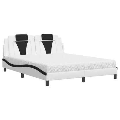 Letto Viana con Materasso Bianco e Nero 160x200cm Similpelle - homemem39