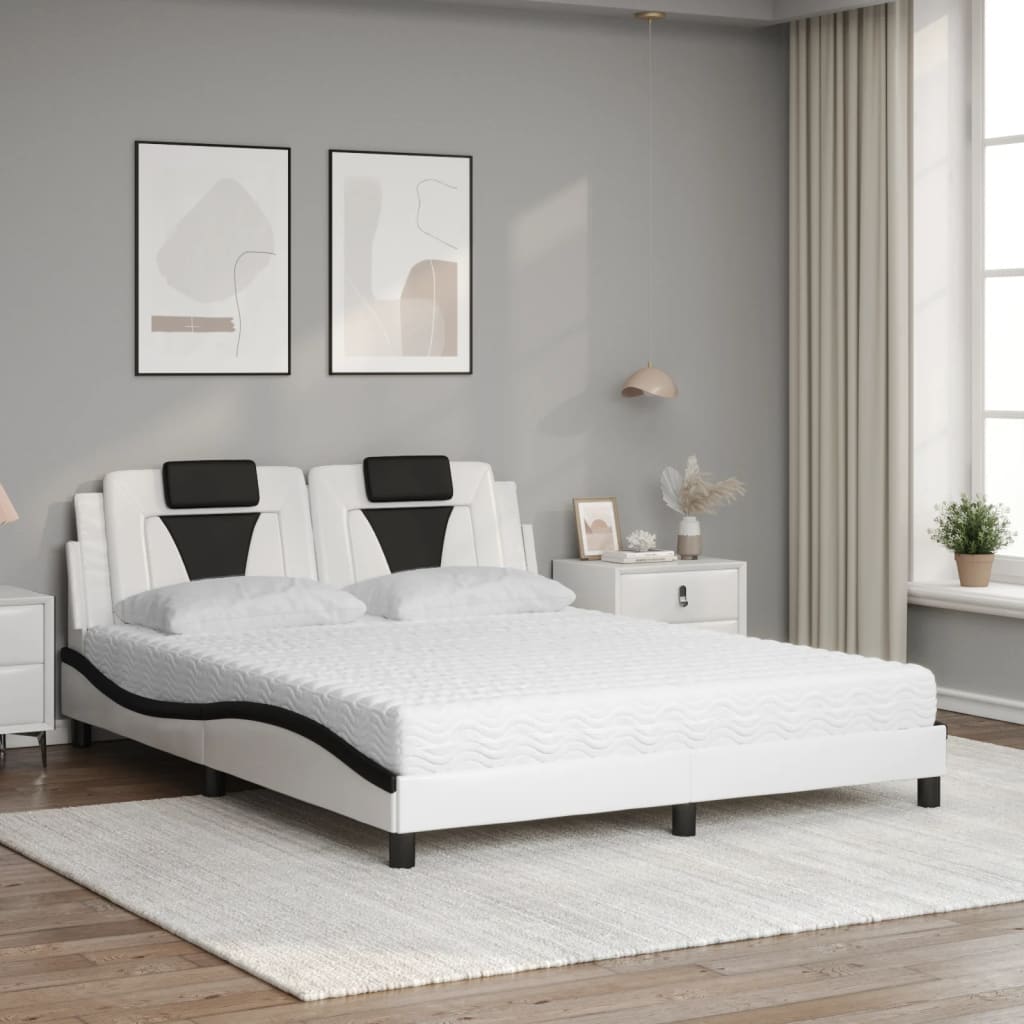 Letto Viana con Materasso Bianco e Nero 160x200cm Similpelle - homemem39