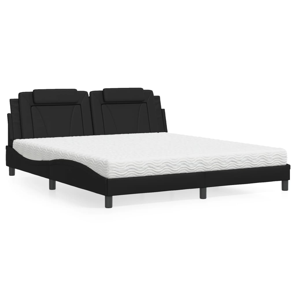 Letto Viana con Materasso Nero 180x200 cm in Similpelle - homemem39