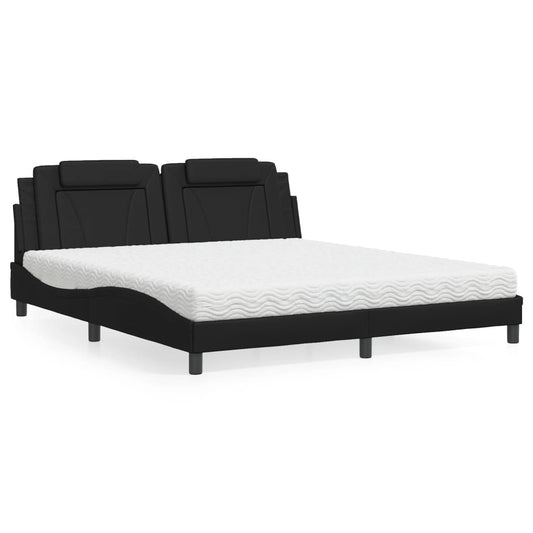 Letto Viana con Materasso Nero 180x200 cm in Similpelle - homemem39