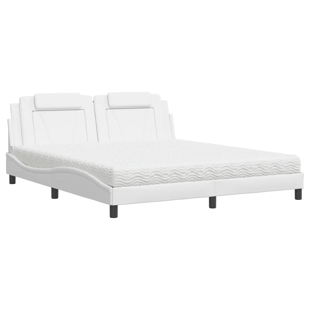 Letto Viana con Materasso Bianco 180x200 cm in Similpelle - homemem39