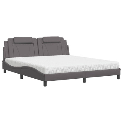 Letto Viana con Materasso Grigio 180x200 cm in Similpelle - homemem39