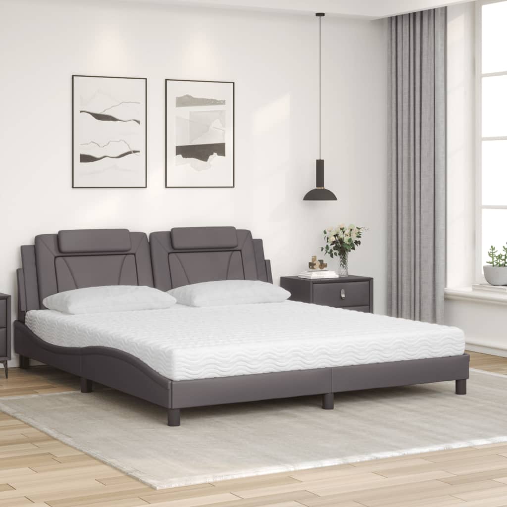 Letto Viana con Materasso Grigio 180x200 cm in Similpelle - homemem39