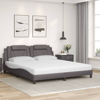 Letto Viana con Materasso Grigio 180x200 cm in Similpelle - homemem39
