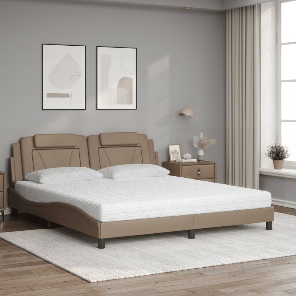 Letto Viana con Materasso Cappuccino 180x200cm Similpelle