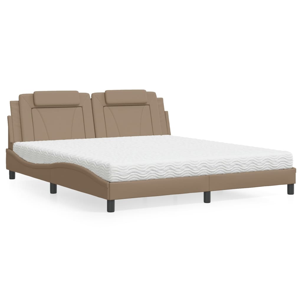 Letto Viana con Materasso Cappuccino 180x200cm Similpelle