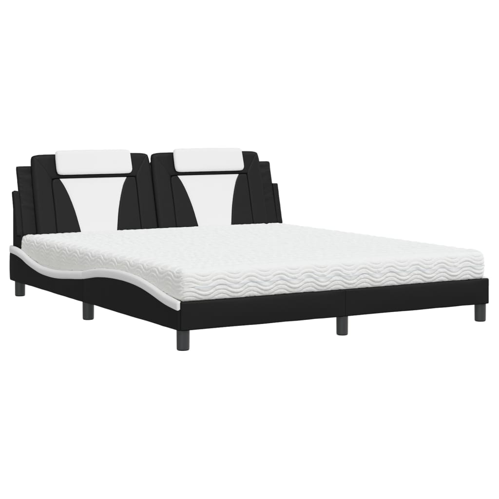 Letto Viana con Materasso Nero e Bianco 180x200 cm in Similpelle - homemem39