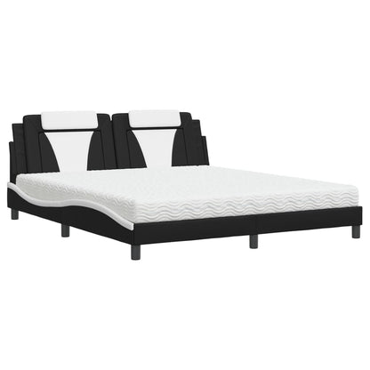 Letto Viana con Materasso Nero e Bianco 180x200 cm in Similpelle - homemem39