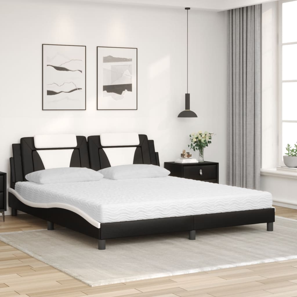 Letto Viana con Materasso Nero e Bianco 180x200 cm in Similpelle - homemem39