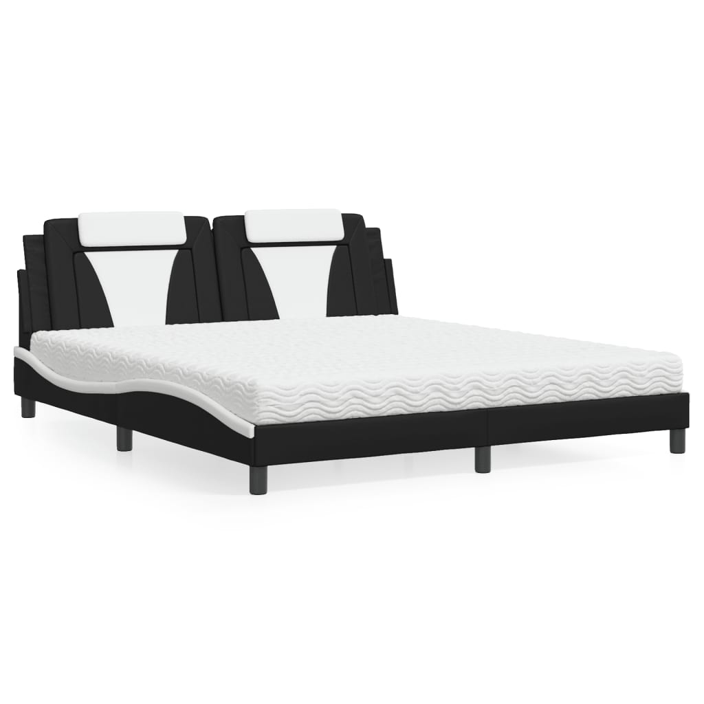 Letto Viana con Materasso Nero e Bianco 180x200 cm in Similpelle - homemem39