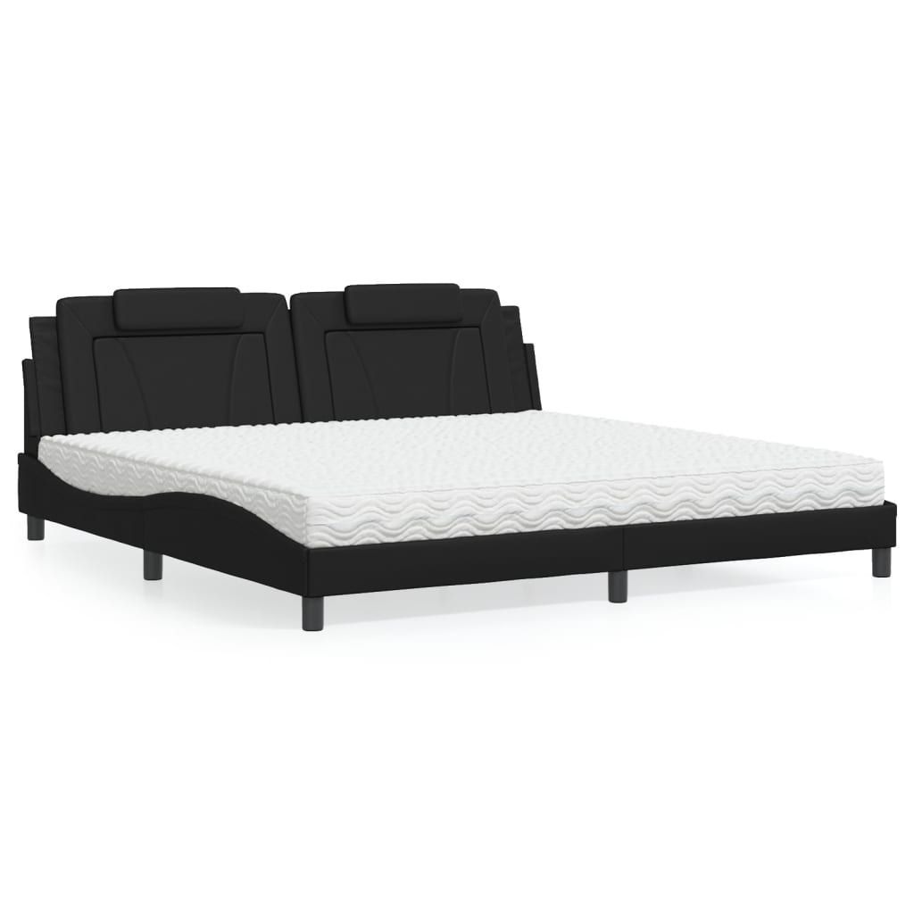 Letto Viana con Materasso Nero 200x200 cm in Similpelle - homemem39