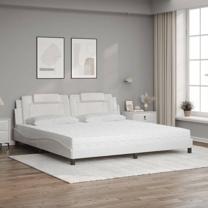 Letto Viana con Materasso Bianco 200x200cm in Similpelle