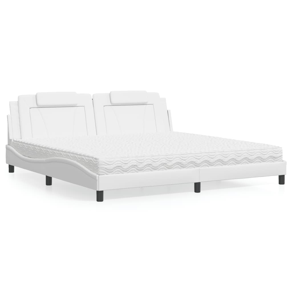 Letto Viana con Materasso Bianco 200x200cm in Similpelle