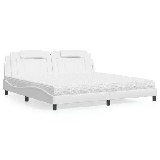 Letto Viana con Materasso Bianco 200x200cm in Similpelle