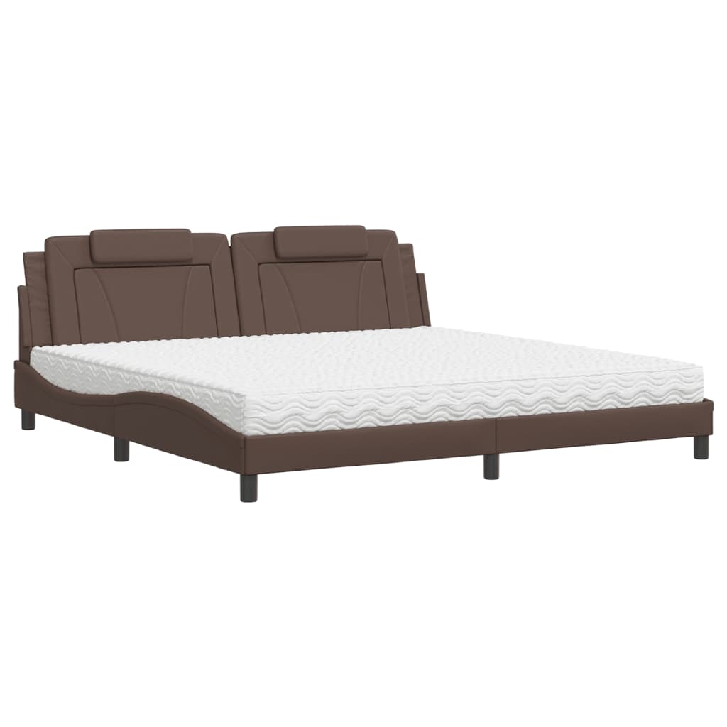 Letto Viana con Materasso Marrone 200x200cm in Similpelle - homemem39