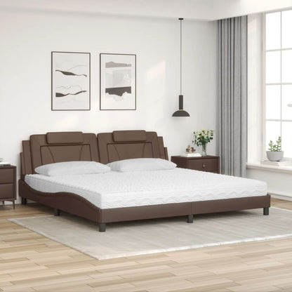 Letto Viana con Materasso Marrone 200x200cm in Similpelle - homemem39