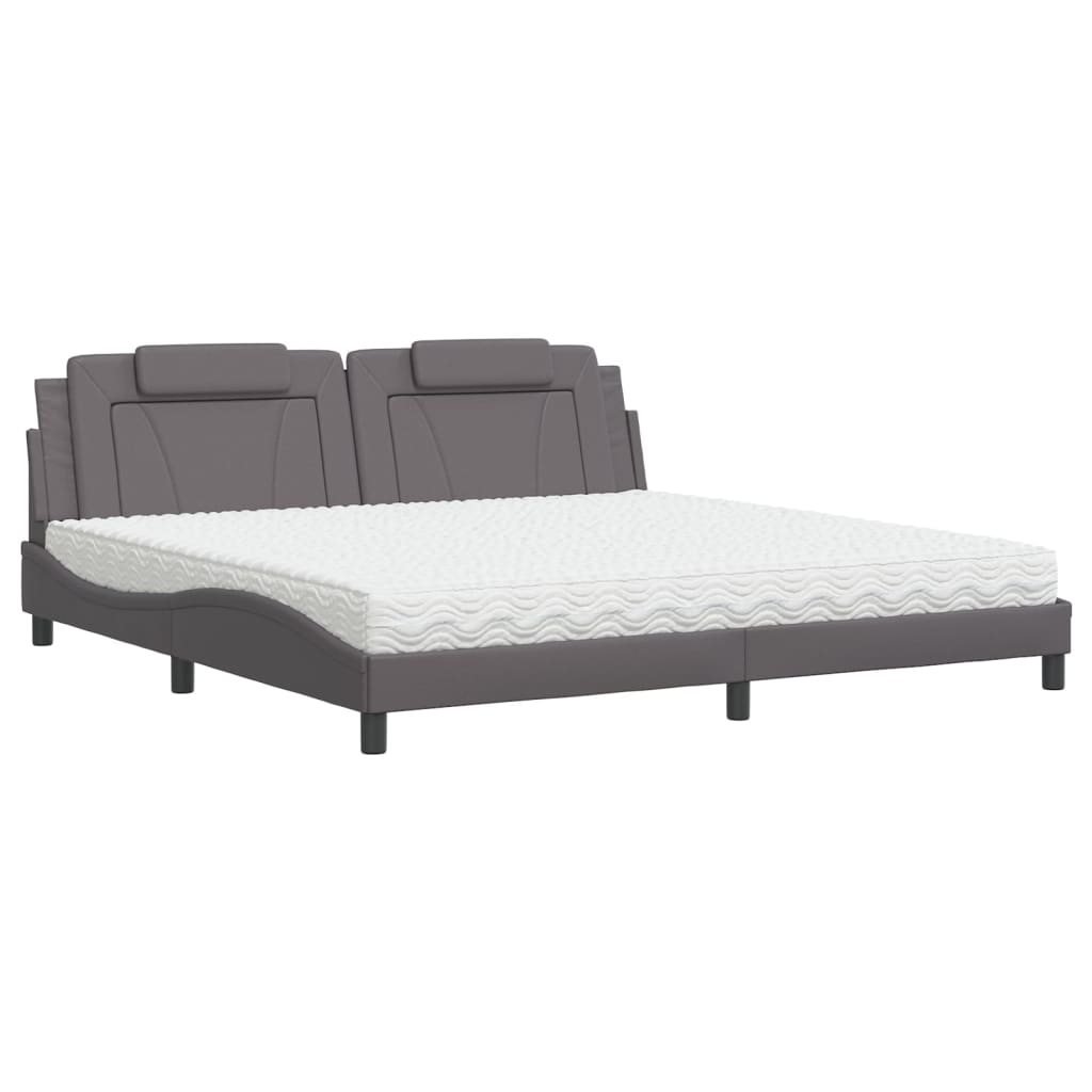 Letto Viana con Materasso Grigio 200x200 cm in Similpelle - homemem39
