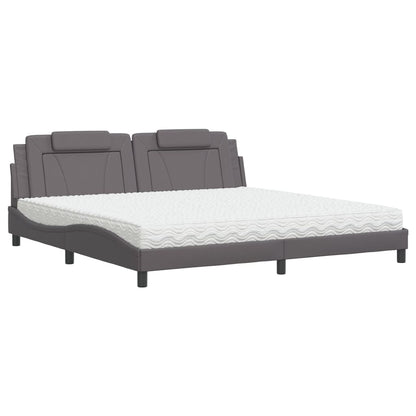 Letto Viana con Materasso Grigio 200x200 cm in Similpelle - homemem39