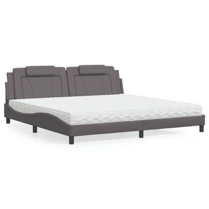 Letto Viana con Materasso Grigio 200x200 cm in Similpelle - homemem39