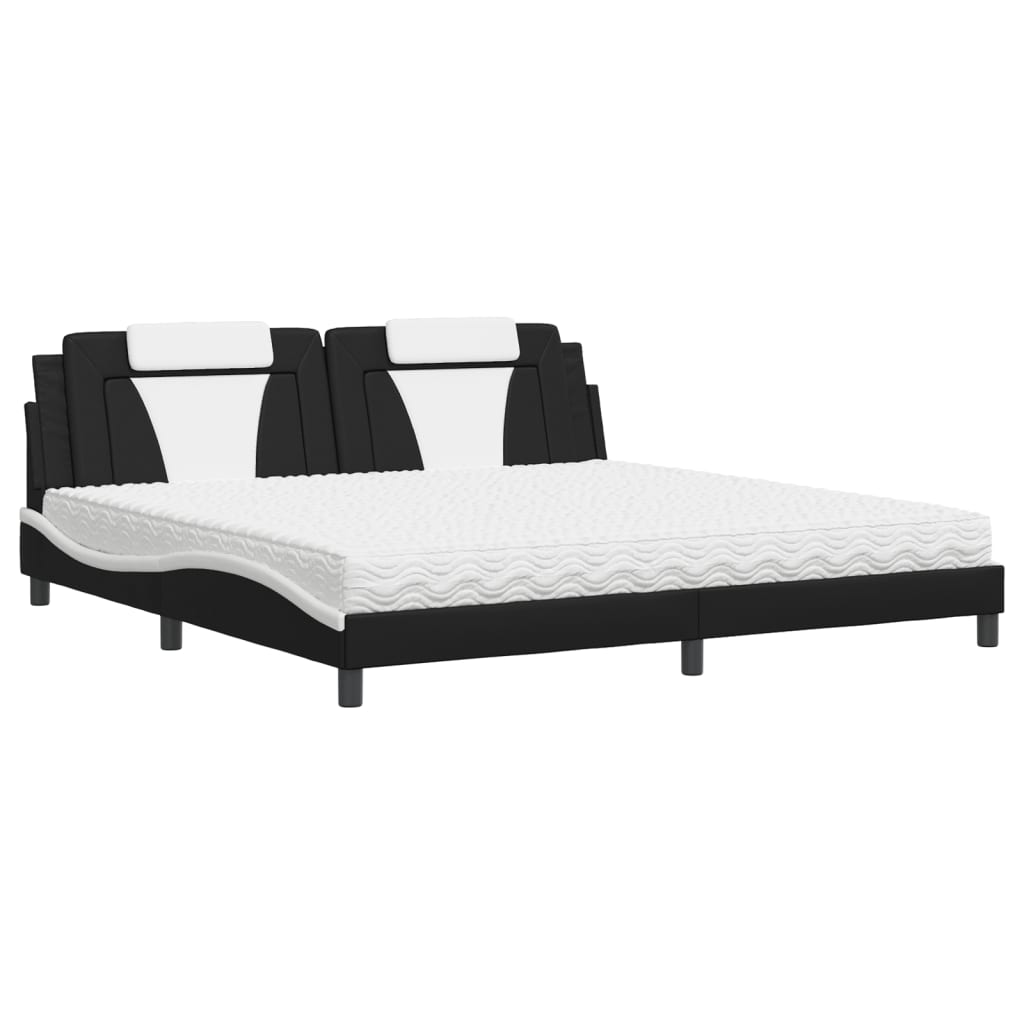 Letto Viana con Materasso Nero e Bianco 200x200cm in Similpelle - homemem39