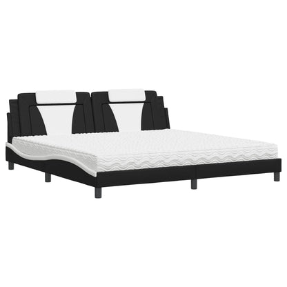 Letto Viana con Materasso Nero e Bianco 200x200cm in Similpelle - homemem39