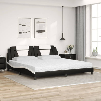 Letto Viana con Materasso Nero e Bianco 200x200cm in Similpelle - homemem39
