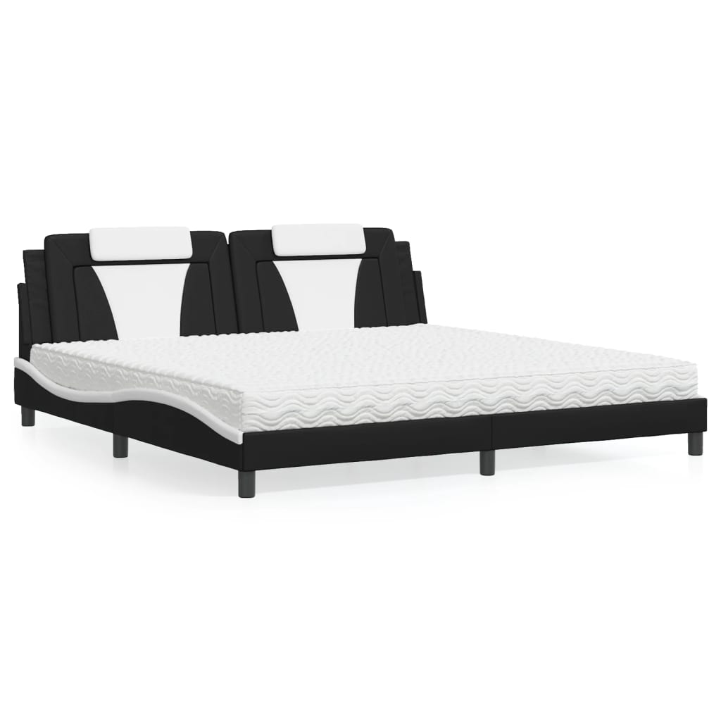 Letto Viana con Materasso Nero e Bianco 200x200cm in Similpelle - homemem39