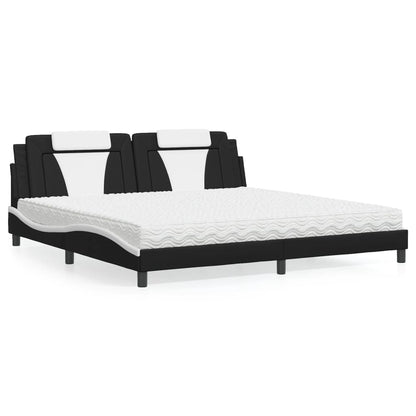 Letto Viana con Materasso Nero e Bianco 200x200cm in Similpelle - homemem39