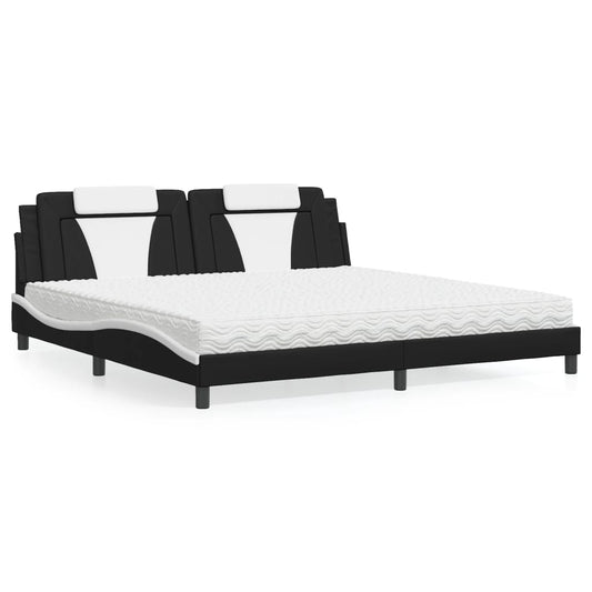 Letto Viana con Materasso Nero e Bianco 200x200cm in Similpelle - homemem39