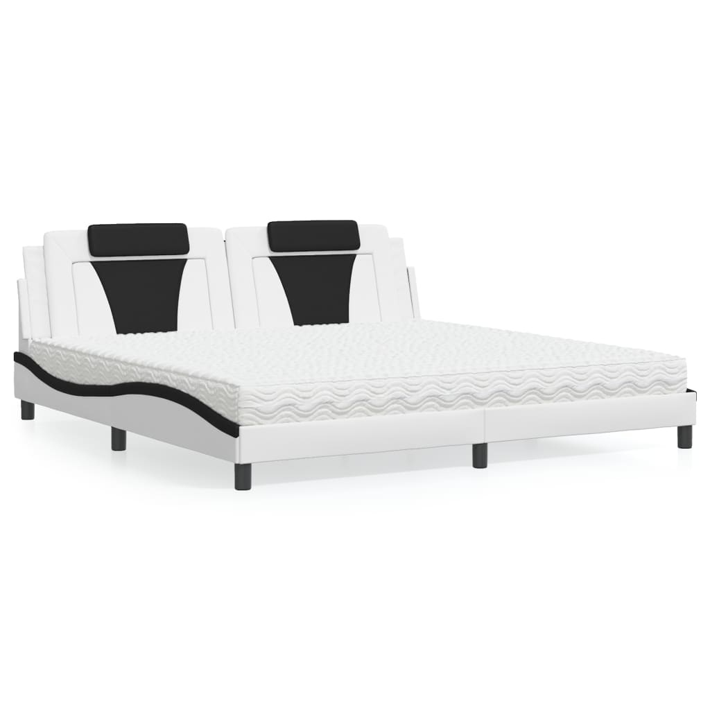 Letto Viana con Materasso Bianco e Nero 200x200cm in Similpelle
