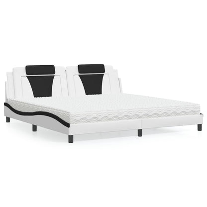 Letto Viana con Materasso Bianco e Nero 200x200cm in Similpelle