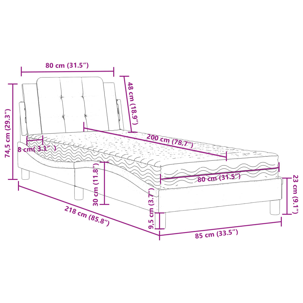 Giroletto senza Materasso Zadar Marrone 80x200 cm in Similpelle | homemem39
