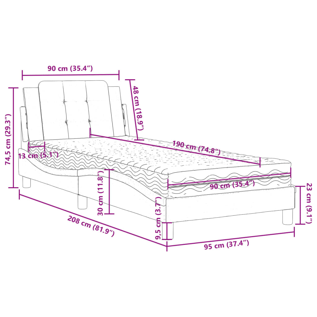Giroletto senza Materasso Zadar Grigio 90x190 cm in Similpelle | homemem39