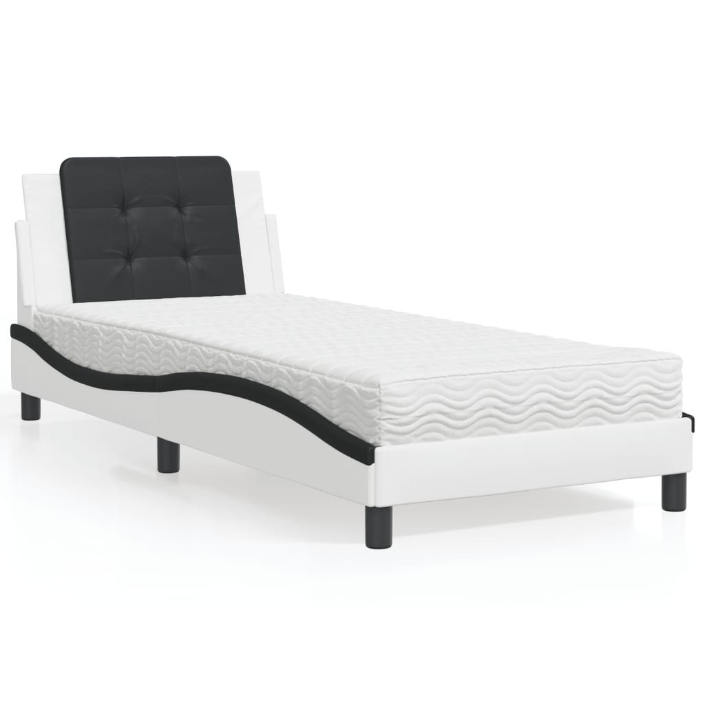 Giroletto senza Materasso Zadar Bianco e Nero 90x190 cm in Similpelle | homemem39