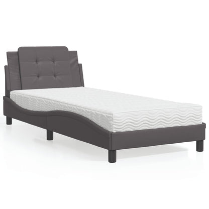 Letto con Materasso Grgio 90x200 cm in Similpelle - homemem39