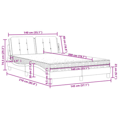 Letto con Materasso Grigio 140x200 cm in Similpelle