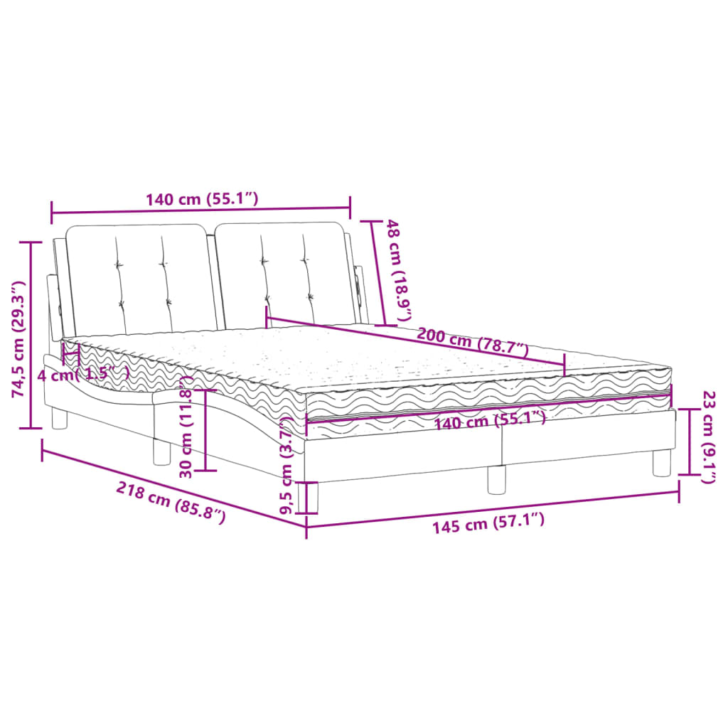 Letto con Materasso Zadar Cappuccino 140x200cm Similpelle | homemem39