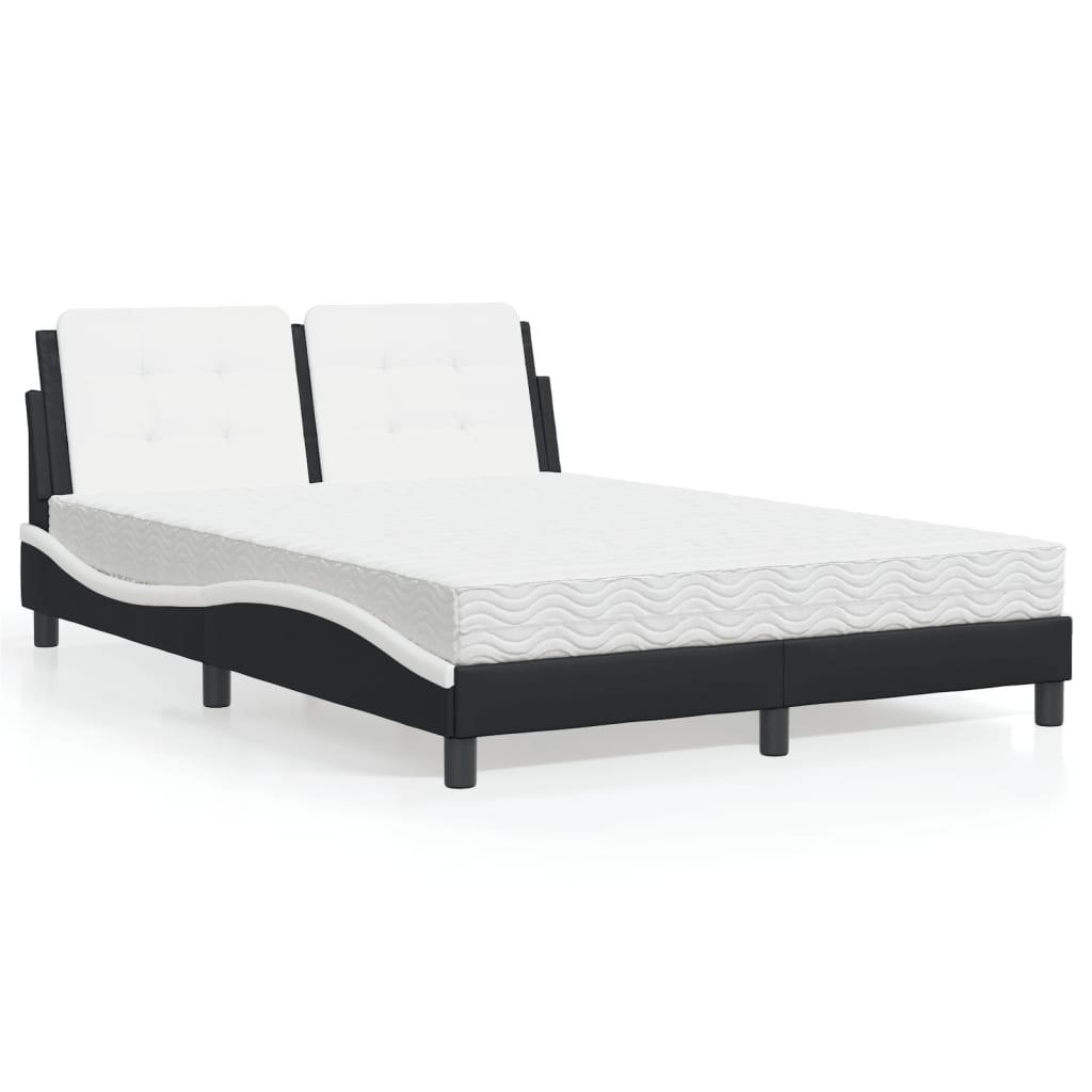 Letto con Materasso Zadar Nero e Bianco 140x200 cm in Similpelle - homemem39